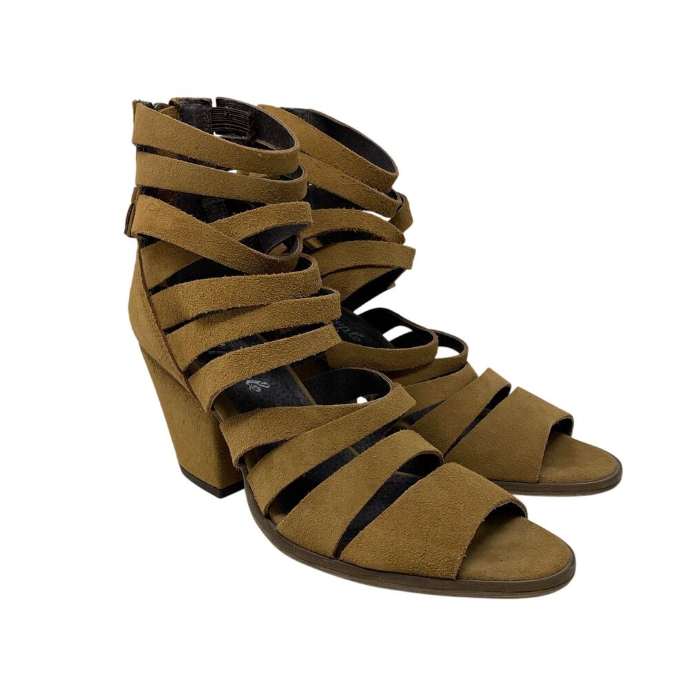 Free People Cayman Strappy Block Heels Taupe Womens Size 39 US 8.5-9 NEW